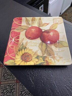 Certified International Fruit & Sunflower Square Serving Platter-10 1/2 x 10 1/2